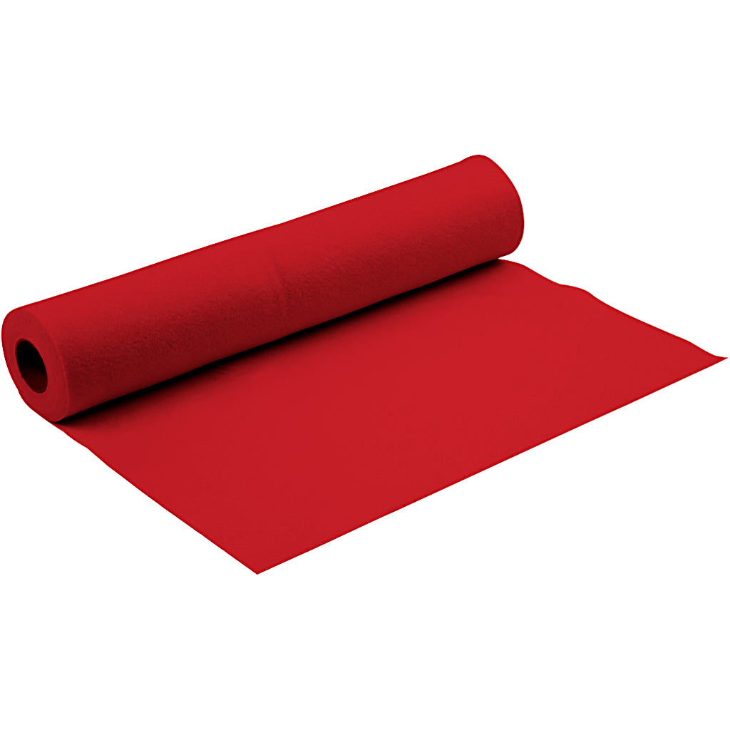 Craft felt, W: 90 cm, thickness 1,5-2 mm, red, 5 m/ 1 roll