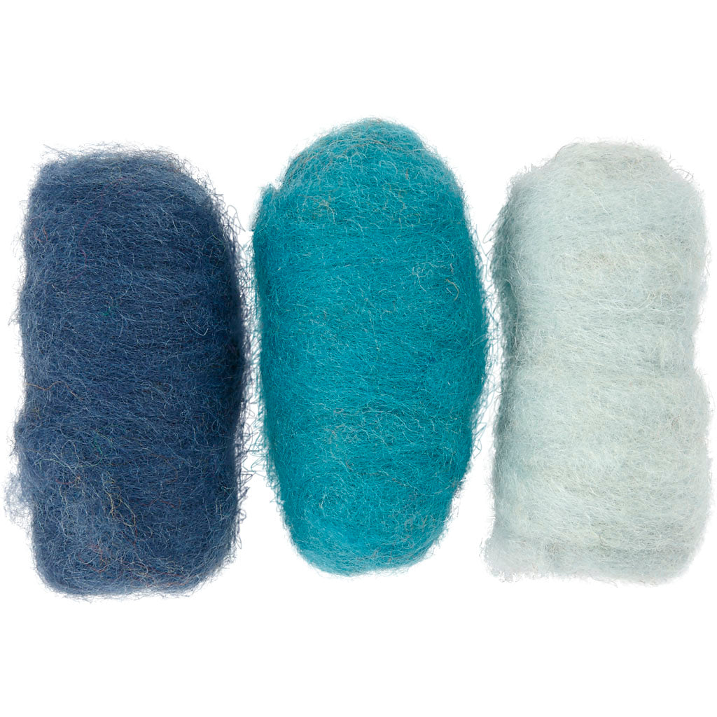 Carded Wool, blue harmony, 3x10 g