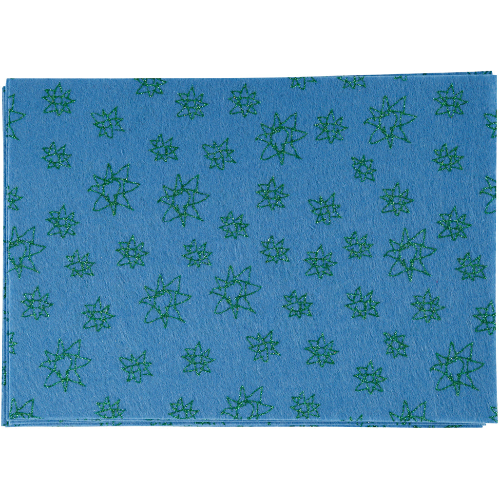 Craft Felt, A4, sheet 210x297 mm, thickness 1,5-2 mm, blue, 10 sheet