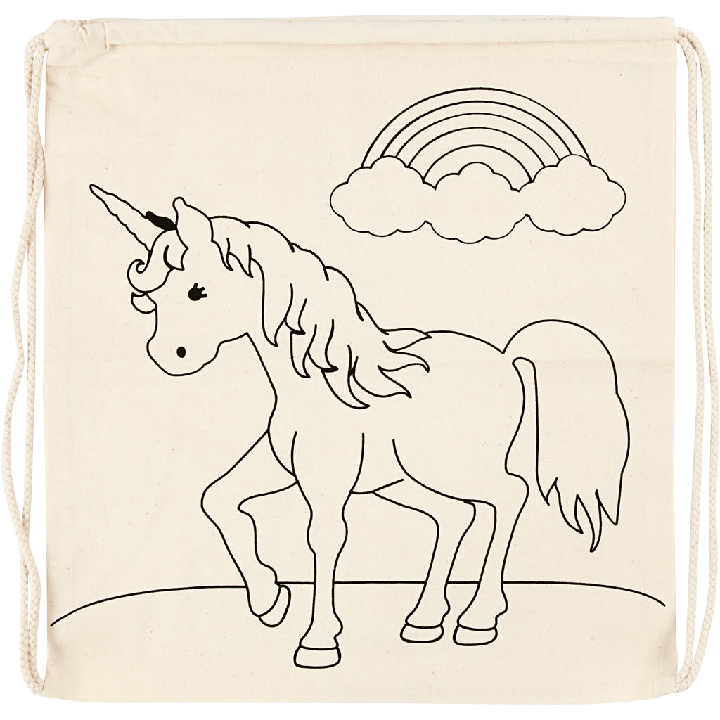 Gym Bag, unicorns, size 37x41 cm, 110 g, light natural