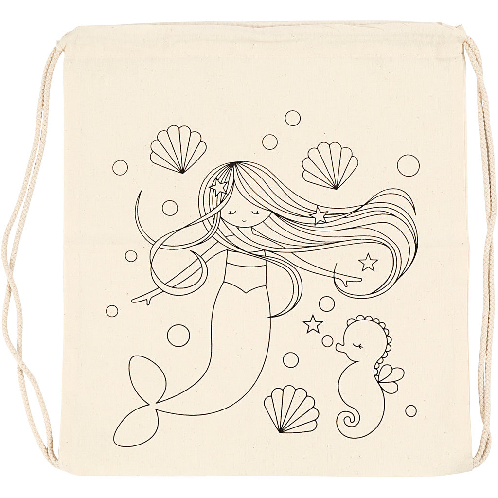 Gym Bag, mermaid, size 37x41 cm, 110 g, light natural
