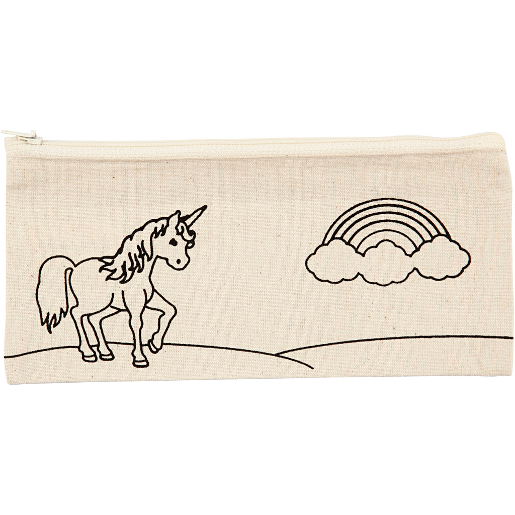 Pencil case, unicorn, size 21x9 cm, 245 g, light natural
