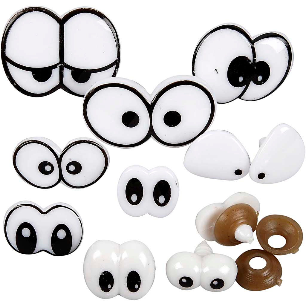 Funny Eyes, size 2-3 cm, 9 asstd.
