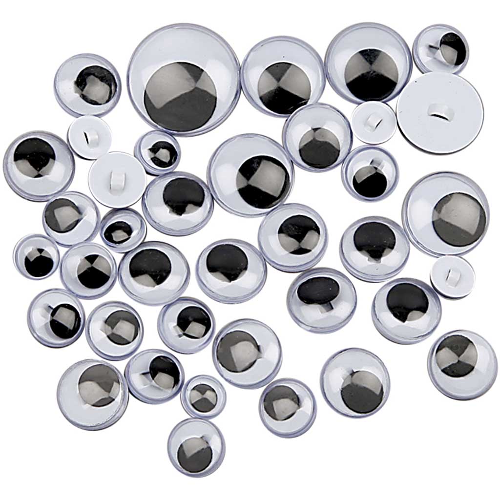 Googly Eyes, sew-on, sewing, dia. 8-20 mm, 250 asstd.