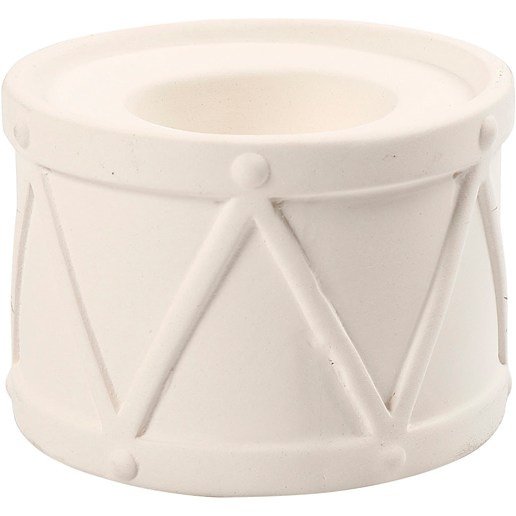 Candle Light Holder, H: 6,6 cm, dia. 9,3 cm, hole size 2,2+4 cm, white, 2 pc
