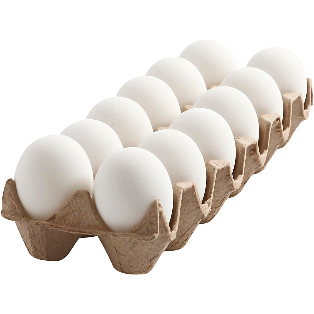Eggs, H: 6 cm, white, 12 pc