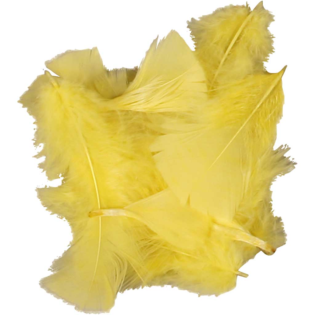 Down, size 7-8 cm, ca. 375 pc, yellow, 50 g