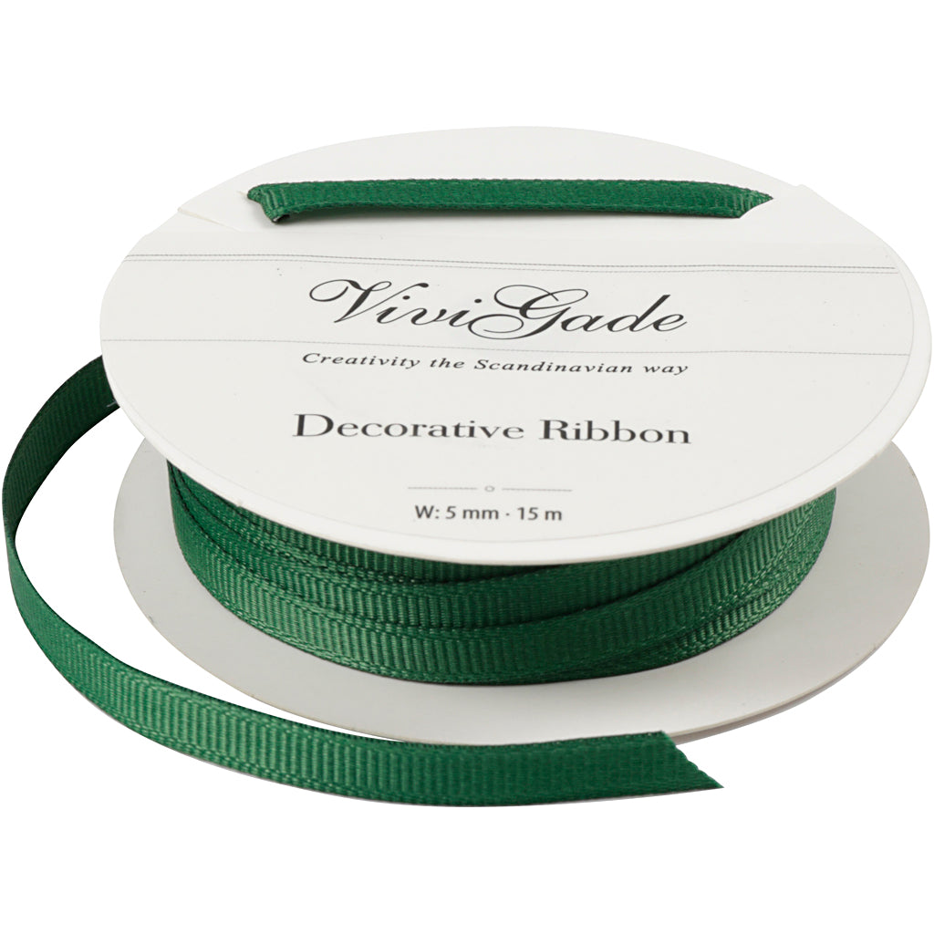 Decoration Ribbon, W: 6 mm, green, 15 m/ 1 roll