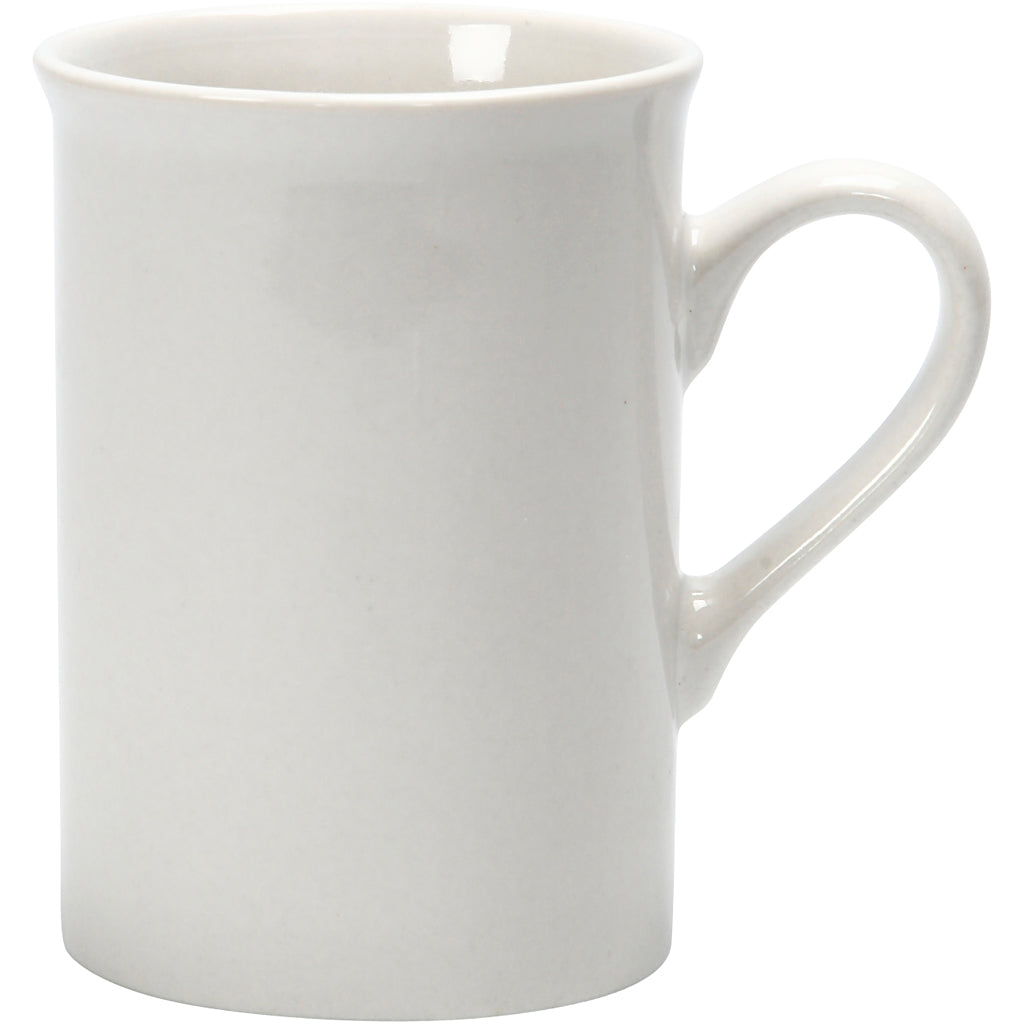 Mugs, H: 10 cm, dia. 7,4 cm, white, 2 pc