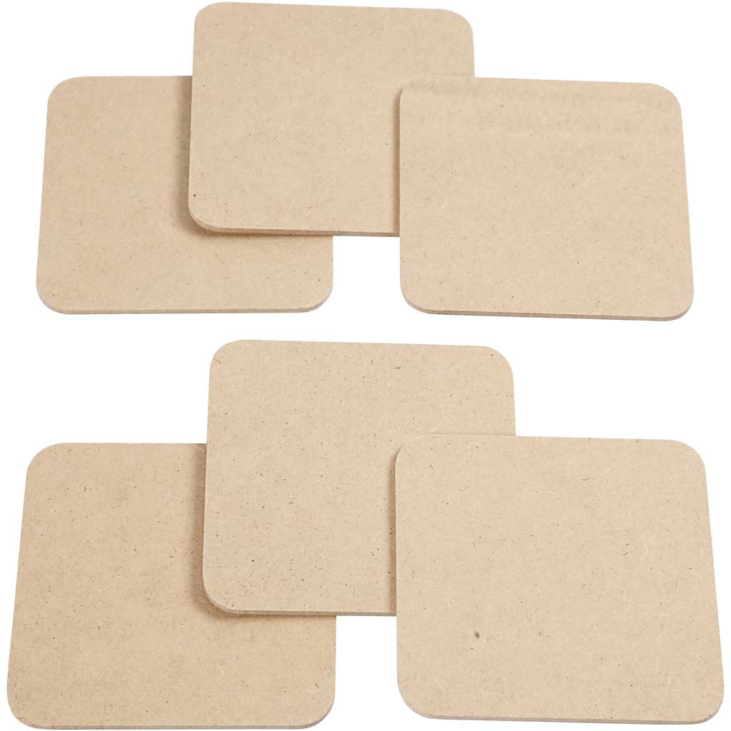 Coaster, size 10x10 cm, thickness 3 mm, 6 pc