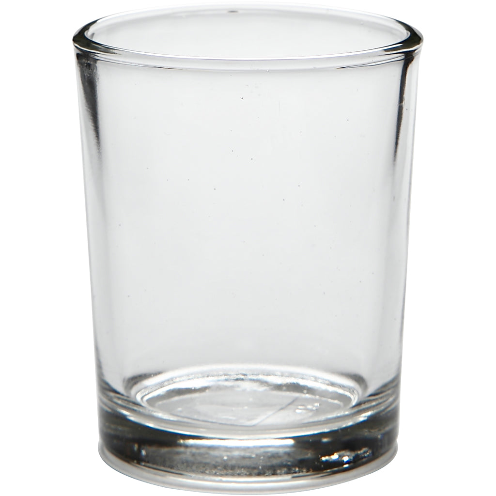 Tealight Holder in Glass, H: 6,5 cm, dia. 4,5 cm, 4 pc