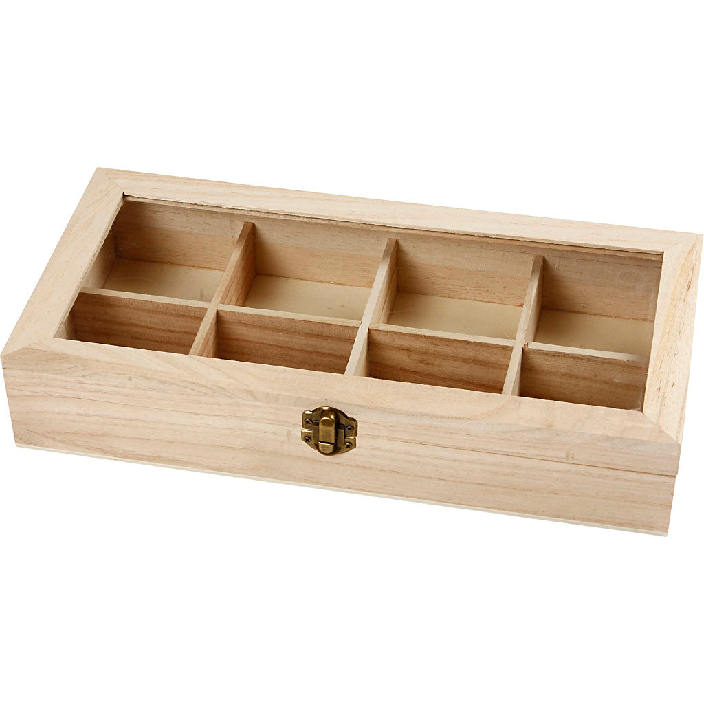 Box with Glass Lid, size 32x16x6 cm, hole size 7x7 cm