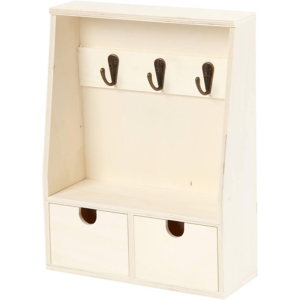 Key cabinet, H: 28,5 cm, D. 5-8 cm, W: 22 cm