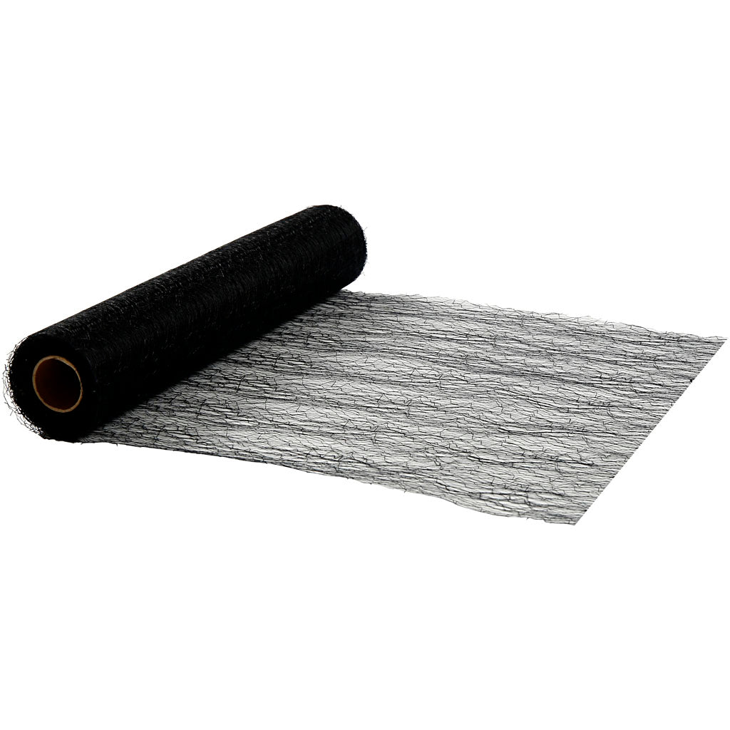 Table runner, W: 30 cm, black, 10 m/ 1 roll
