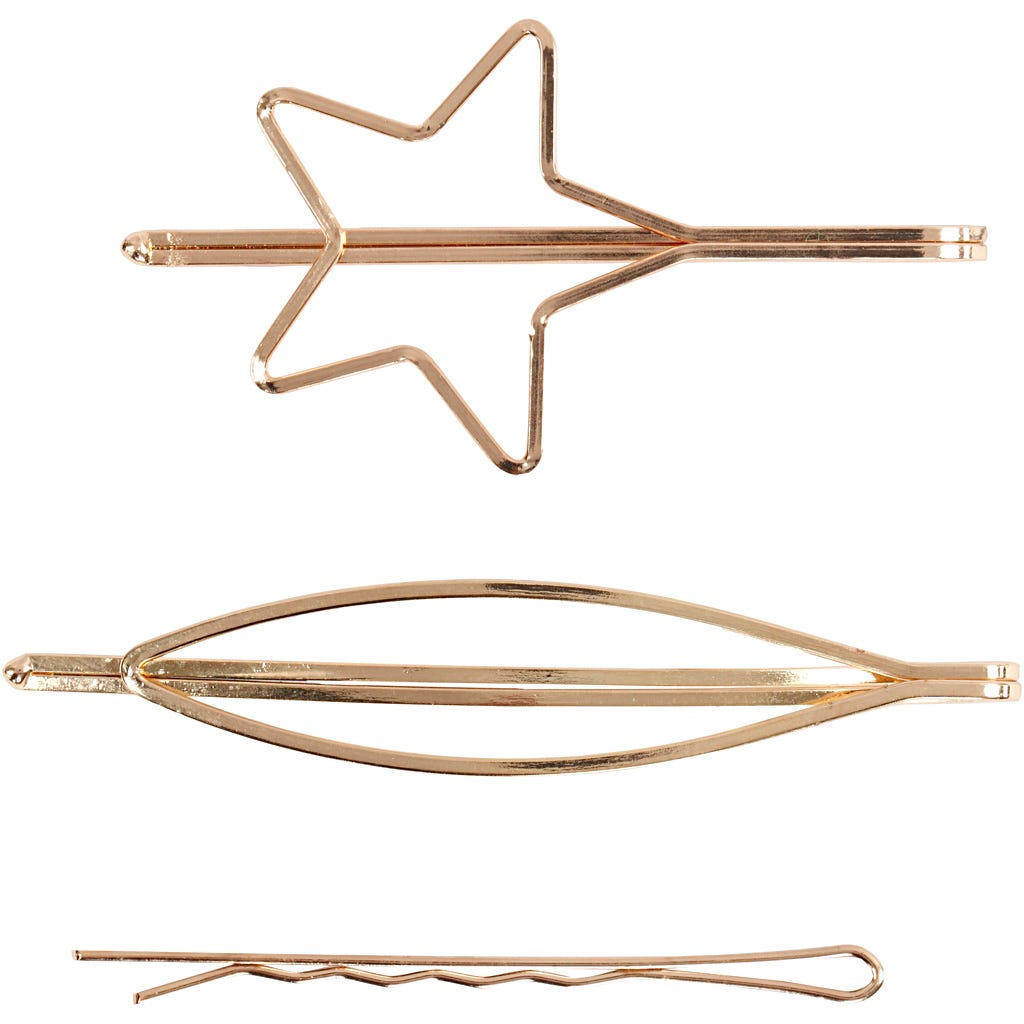 Hair claws, L: 70 mm, W: 32 mm, gold-plated
