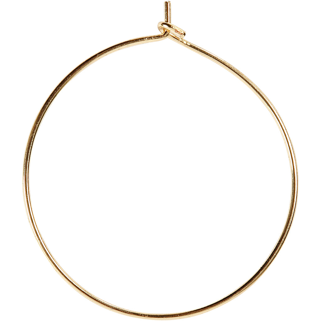 Beading Hoops, dia. 30 mm, gold-plated, 6 pc