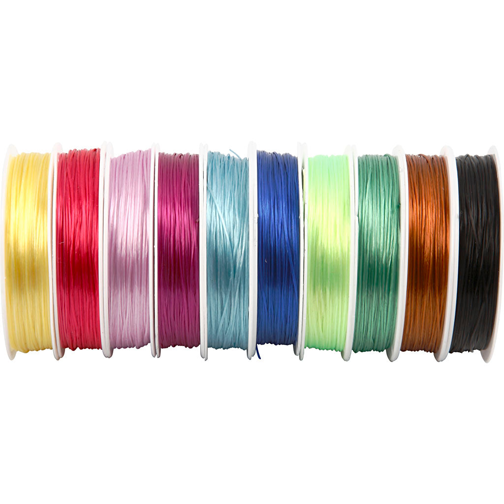 Elastic Cord, thickness 1 mm, assorted colours, 10x25 m