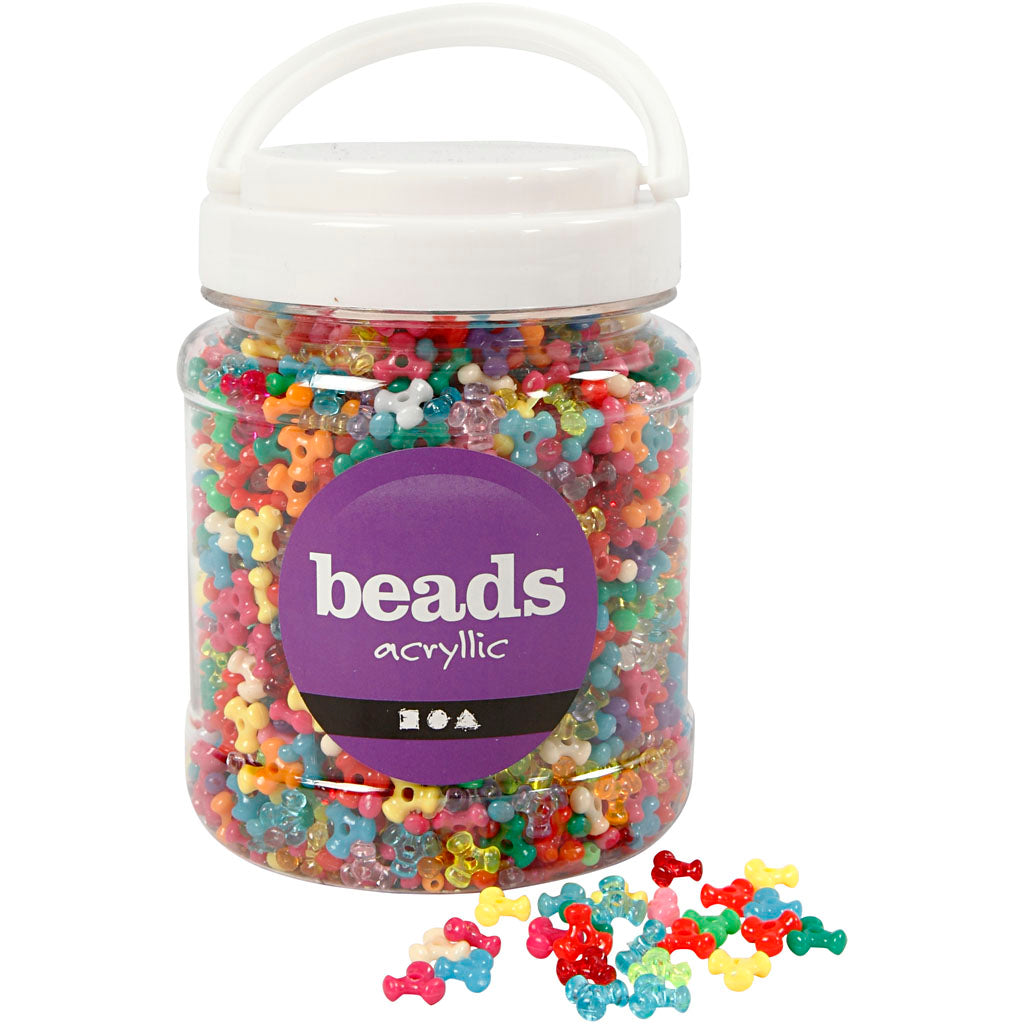 Tri-Beads, dia. 10 mm, hole size 2 mm, ca. 2800 pc, assorted colours, 385 g, 700 ml/ 1 tub