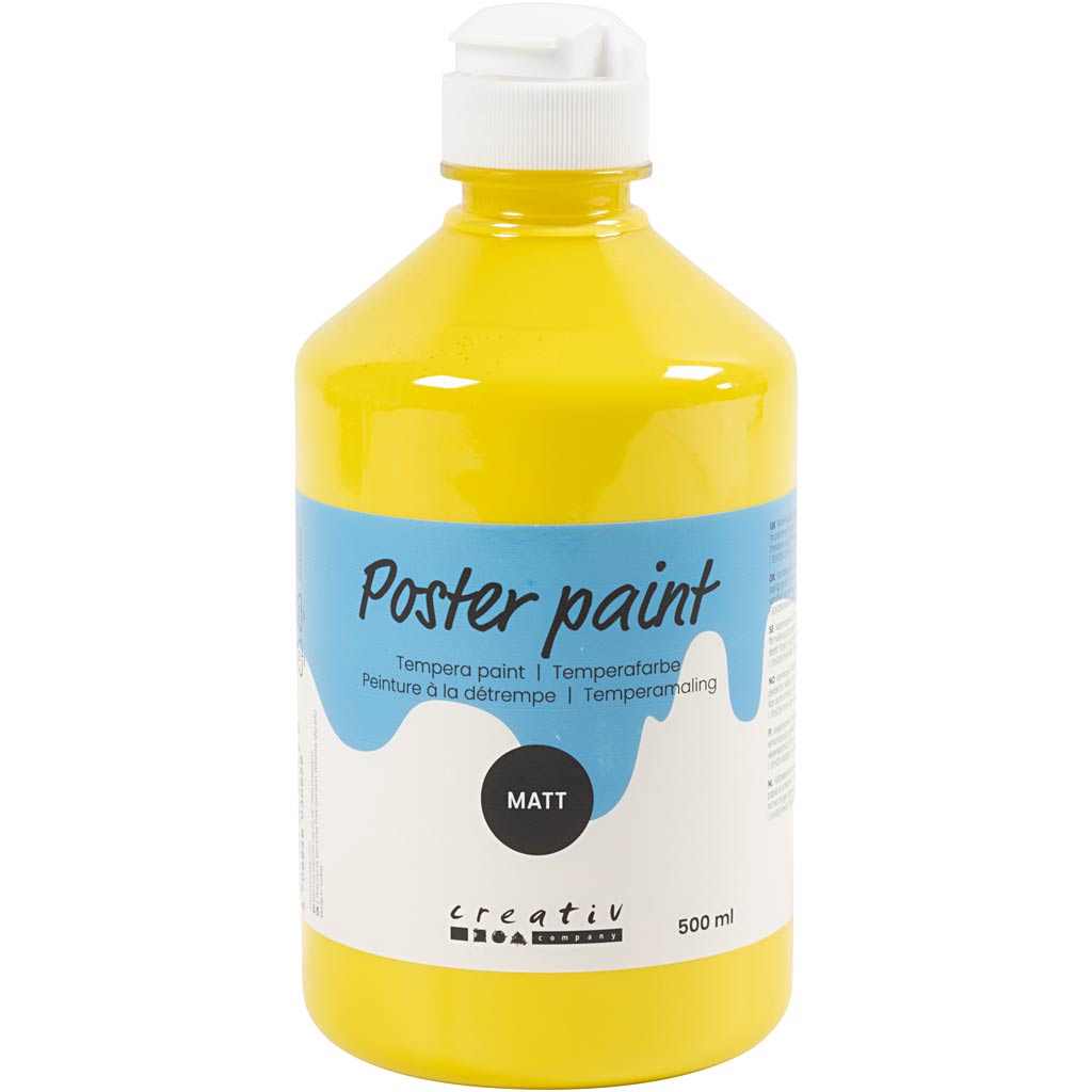 Poster paint Matte, yellow, 500 ml/ 1 bottle