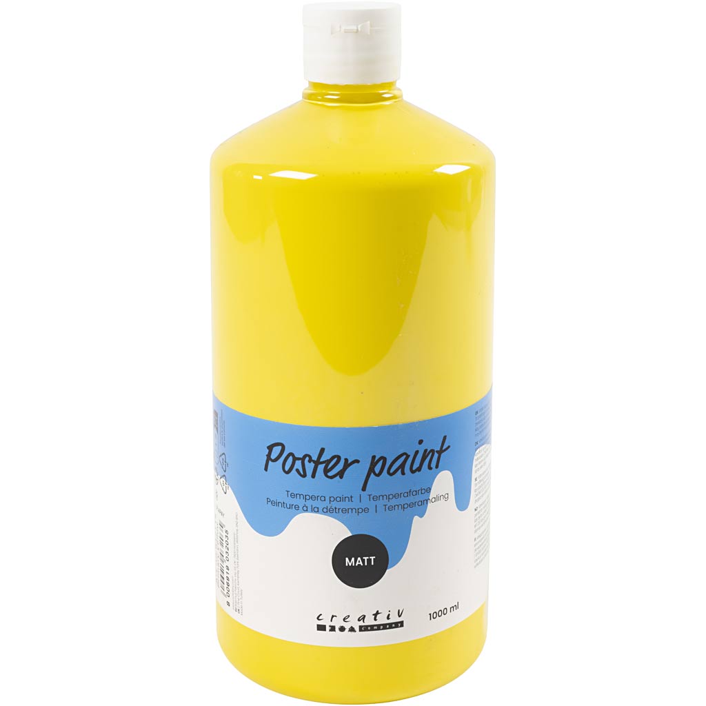 Poster paint Matte, primary yellow, 1000 ml/ 1 bottle