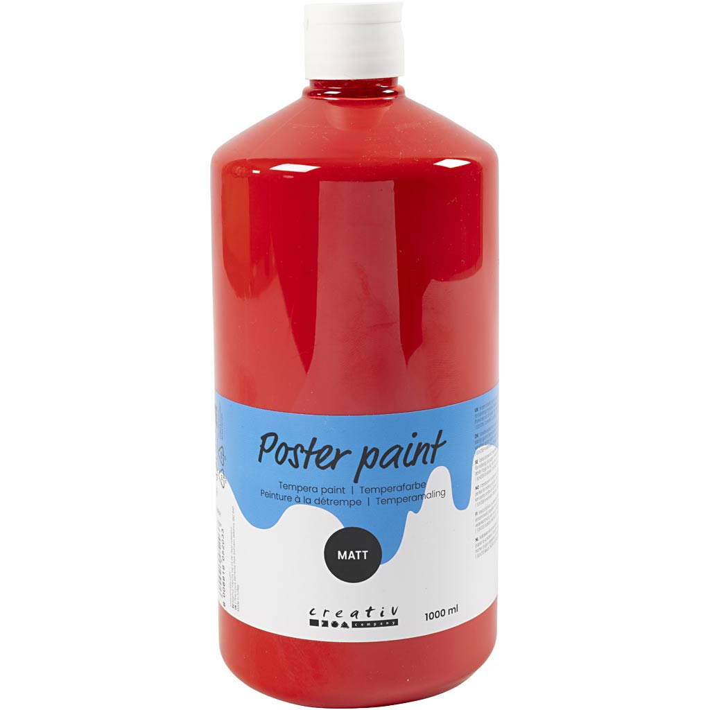 Poster paint Matte, red, 1000 ml/ 1 bottle