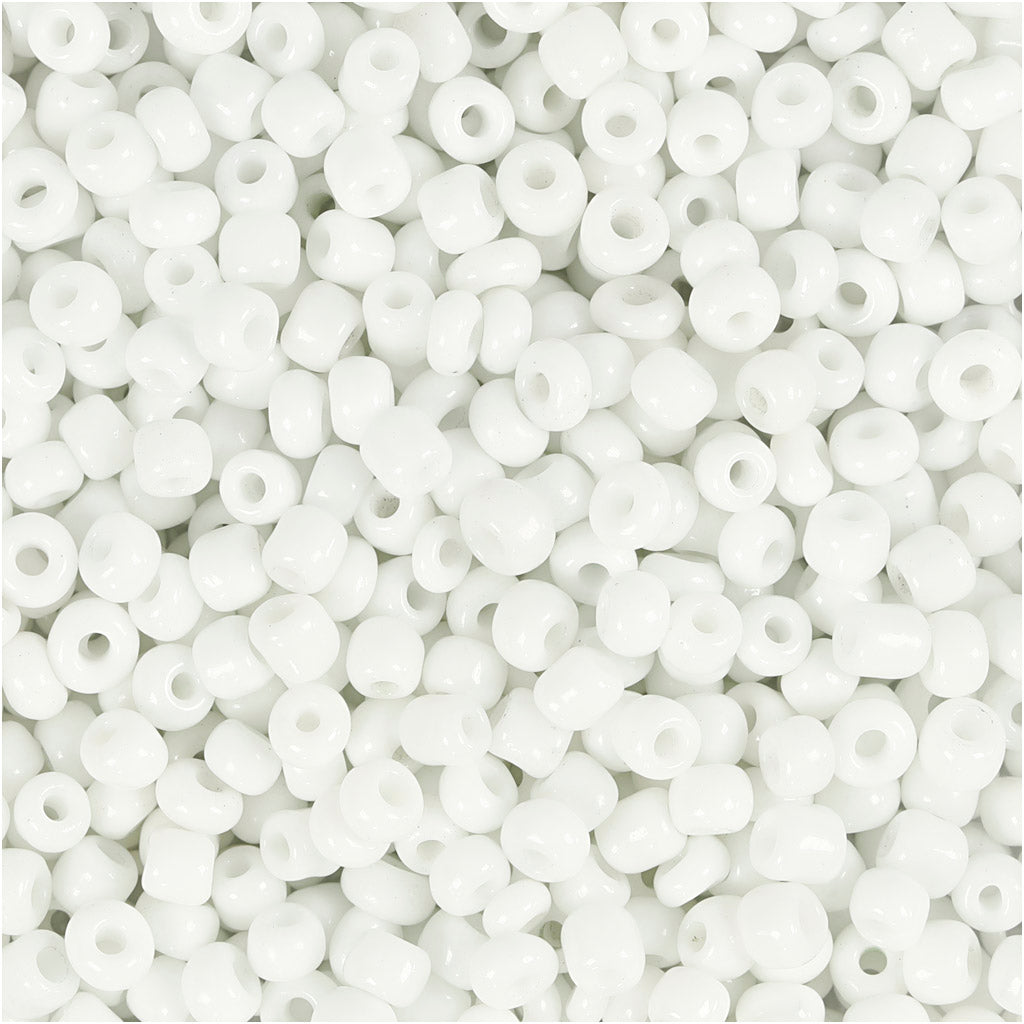 Rocaille Seed Beads, dia. 3 mm, size 8/0, hole size 0,6-1,0 mm, white, 25 g
