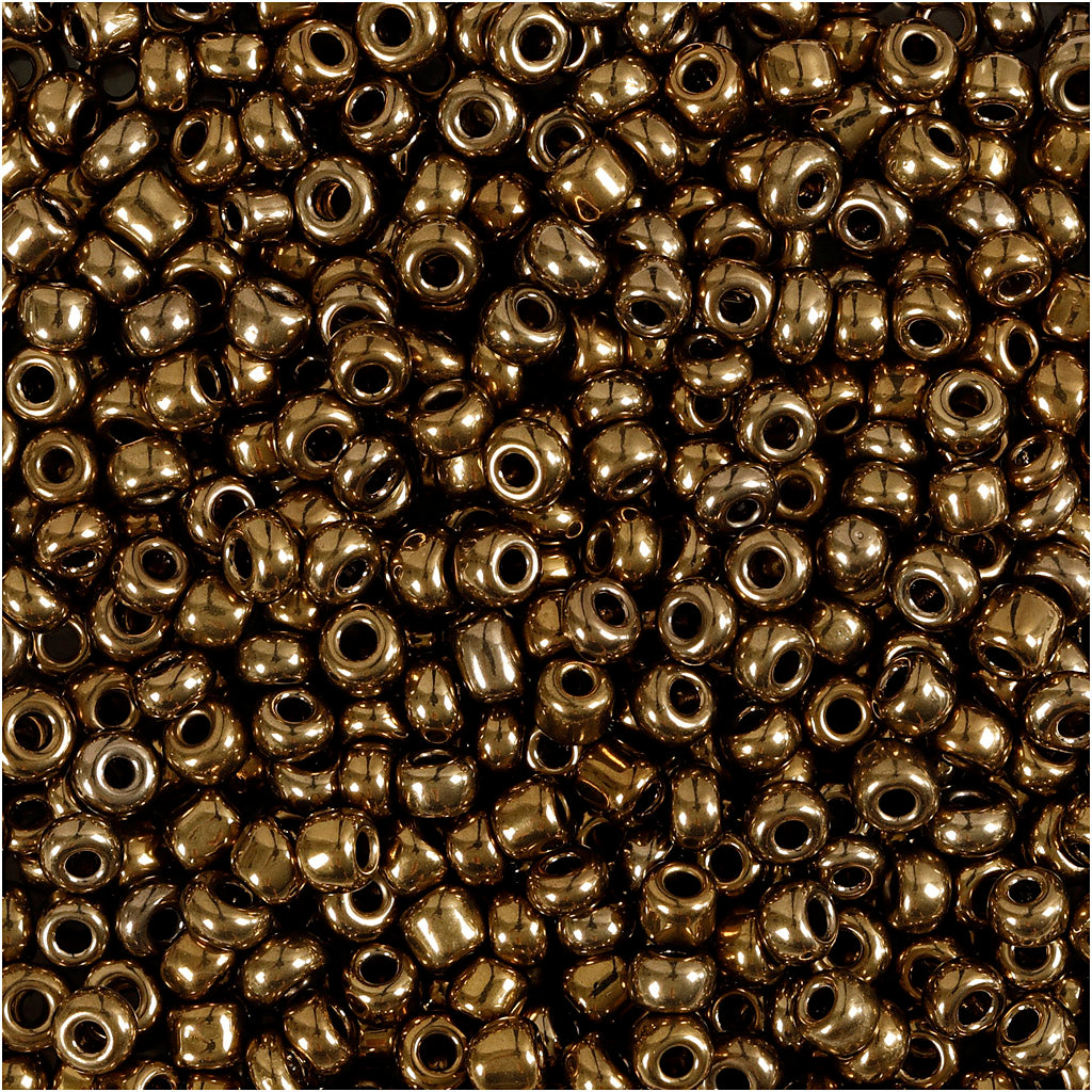 Rocaille Seed Beads, dia. 3 mm, size 8/0, hole size 0,6-1,0 mm, bronze, 25 g