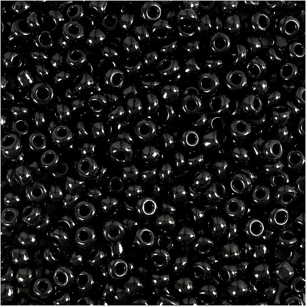 Rocaille Seed Beads, dia. 3 mm, size 8/0, hole size 0,6-1,0 mm, black, 500 g