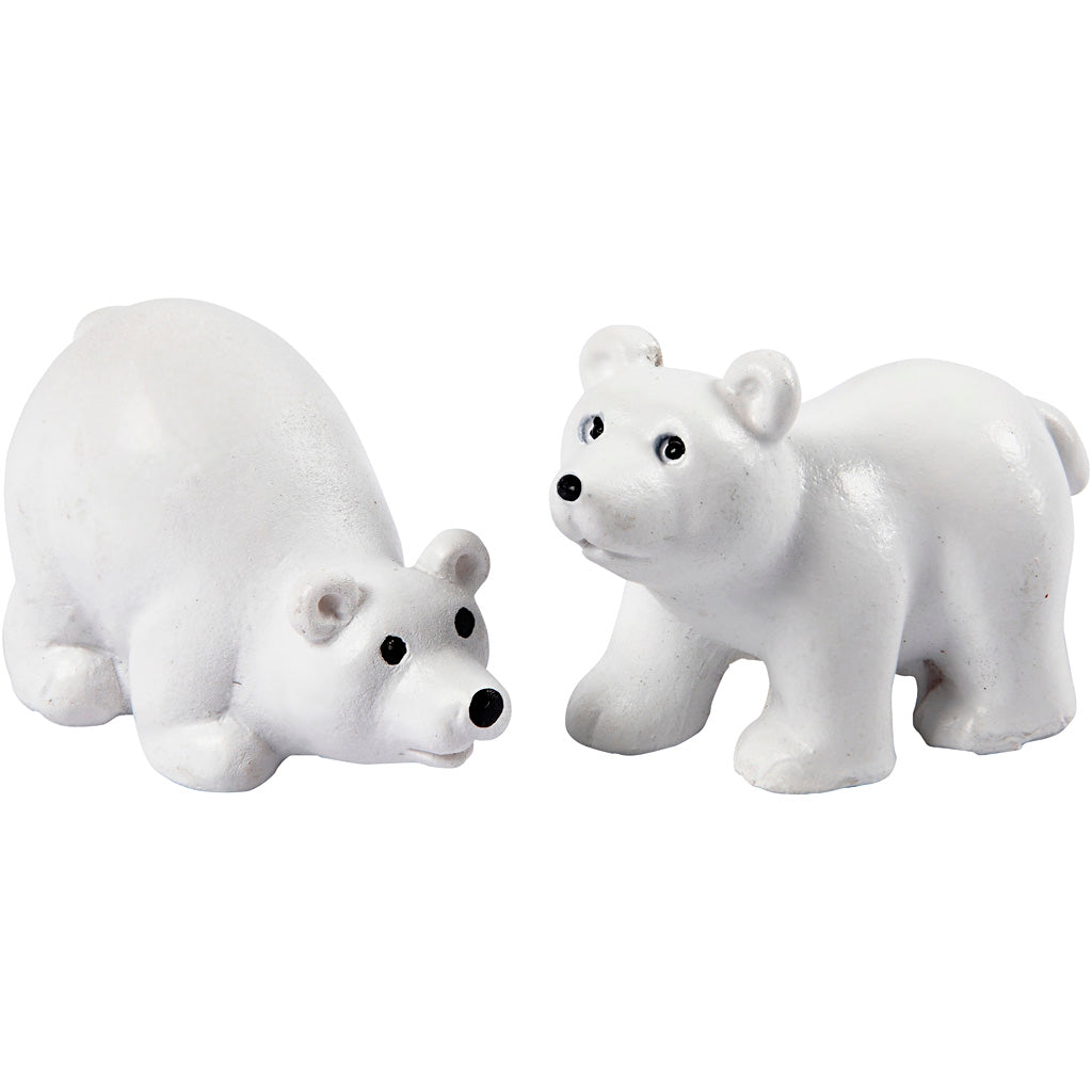 Miniature figurines, H: 30 mm, L: 45 mm, white, 2 pc