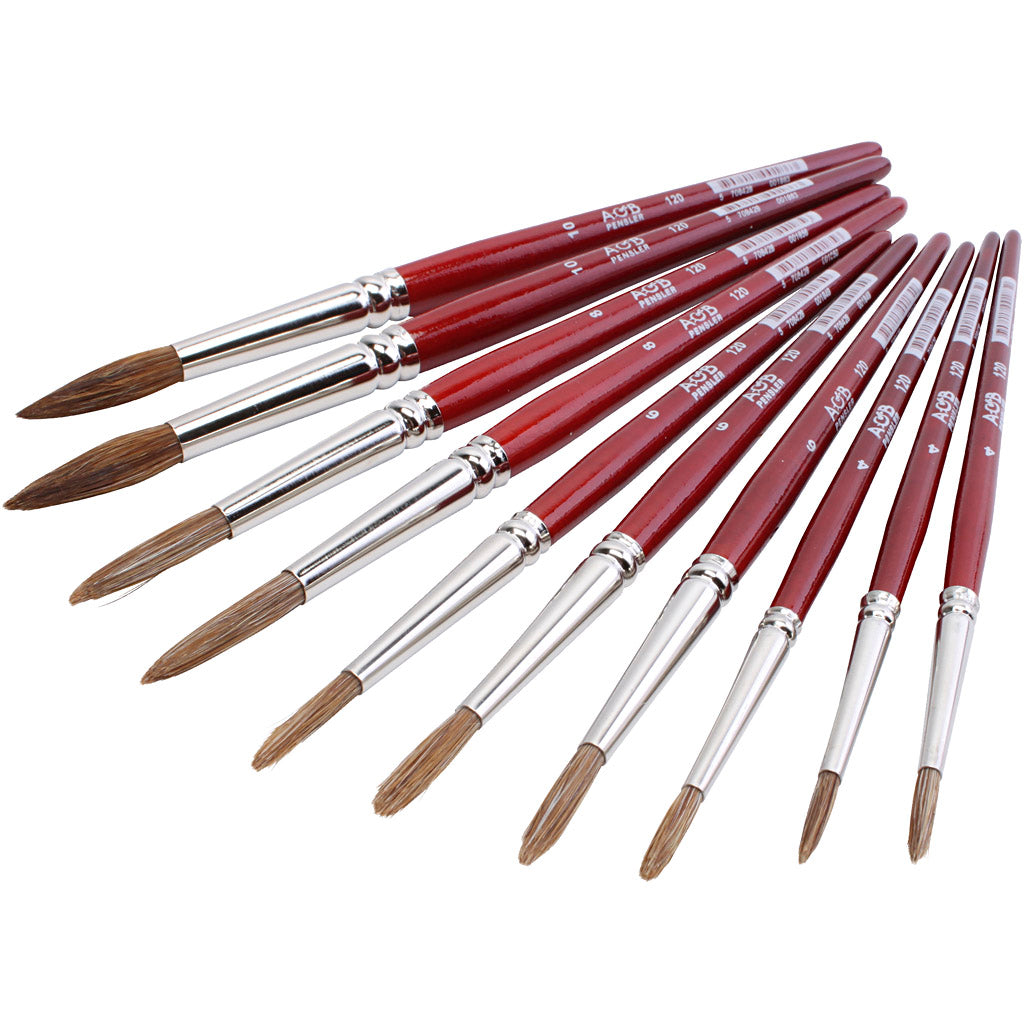 Watercolour Paint Brushes, 10 pc