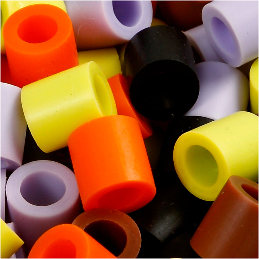 Fuse Beads, size 10x10 mm, hole size 5,5 mm, JUMBO, autumn mix, 2450 asstd./ 1 bucket