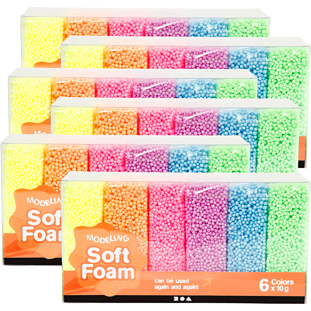 Soft Foam, assorted colours, 6 pack