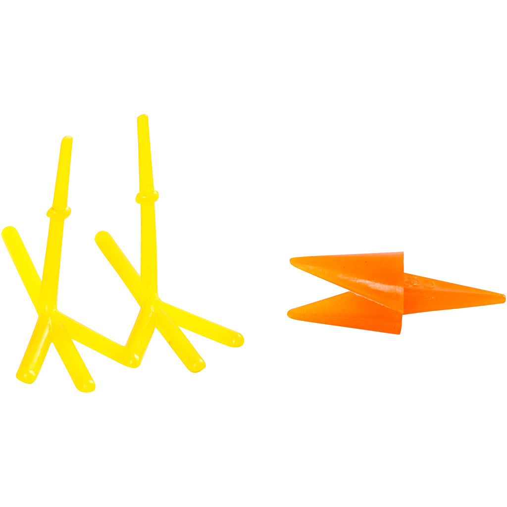 Chicken Beaks and Feet, H: 28 mm, L: 30+37 mm, orange, yellow, 8 set