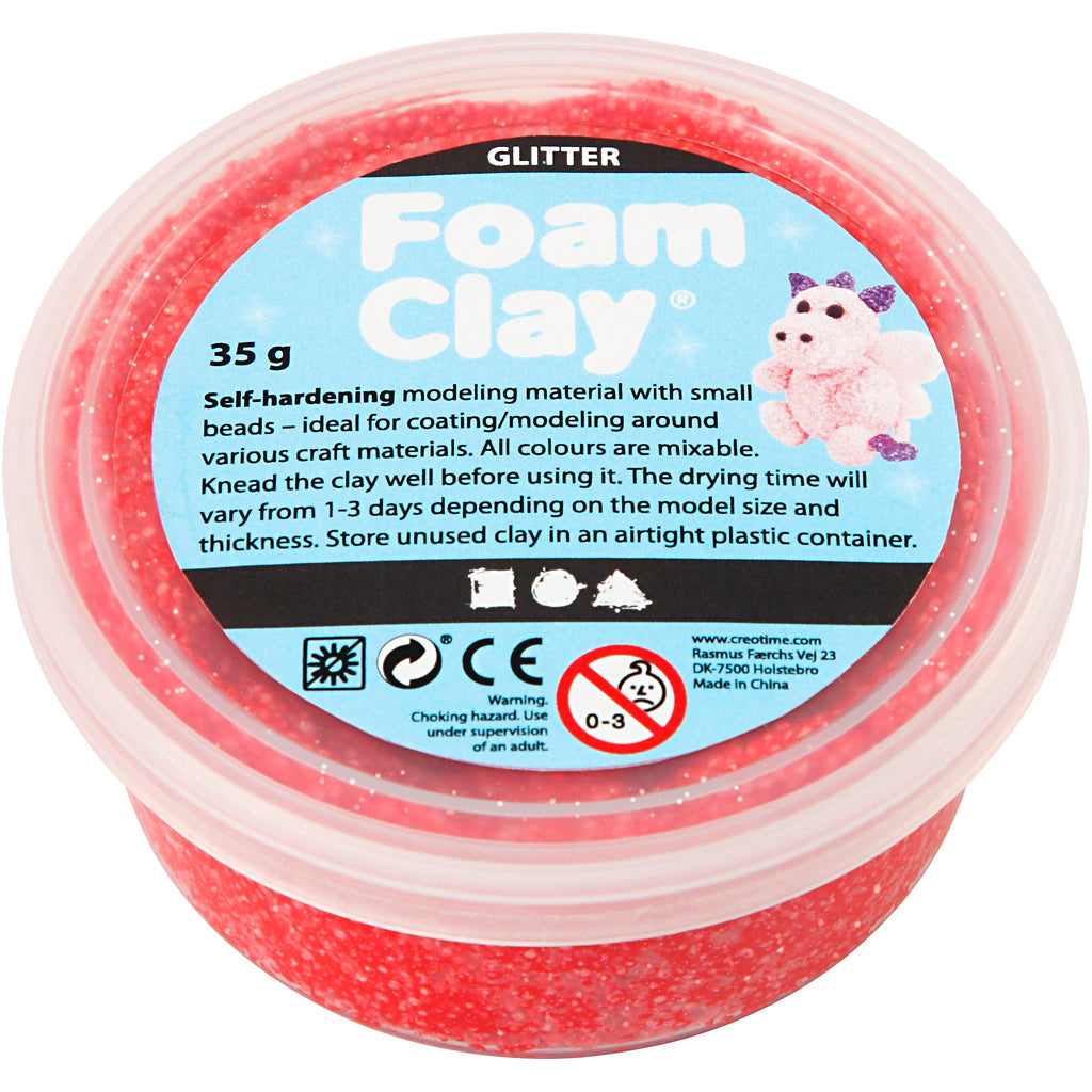Foam Clay®, glitter, red, 35 g/ 1 tub