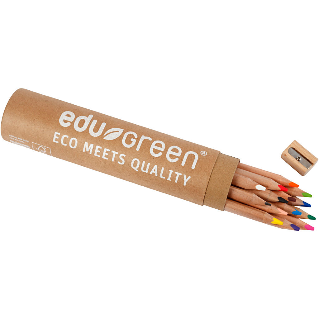 Edugreen Jumbo Coloured Pencils, lead 5 mm, assorted colours, 12 pc