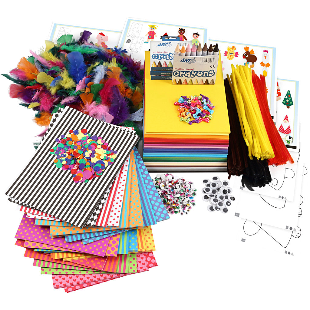 Large Creative Package of Materials and Templates, assorted colours