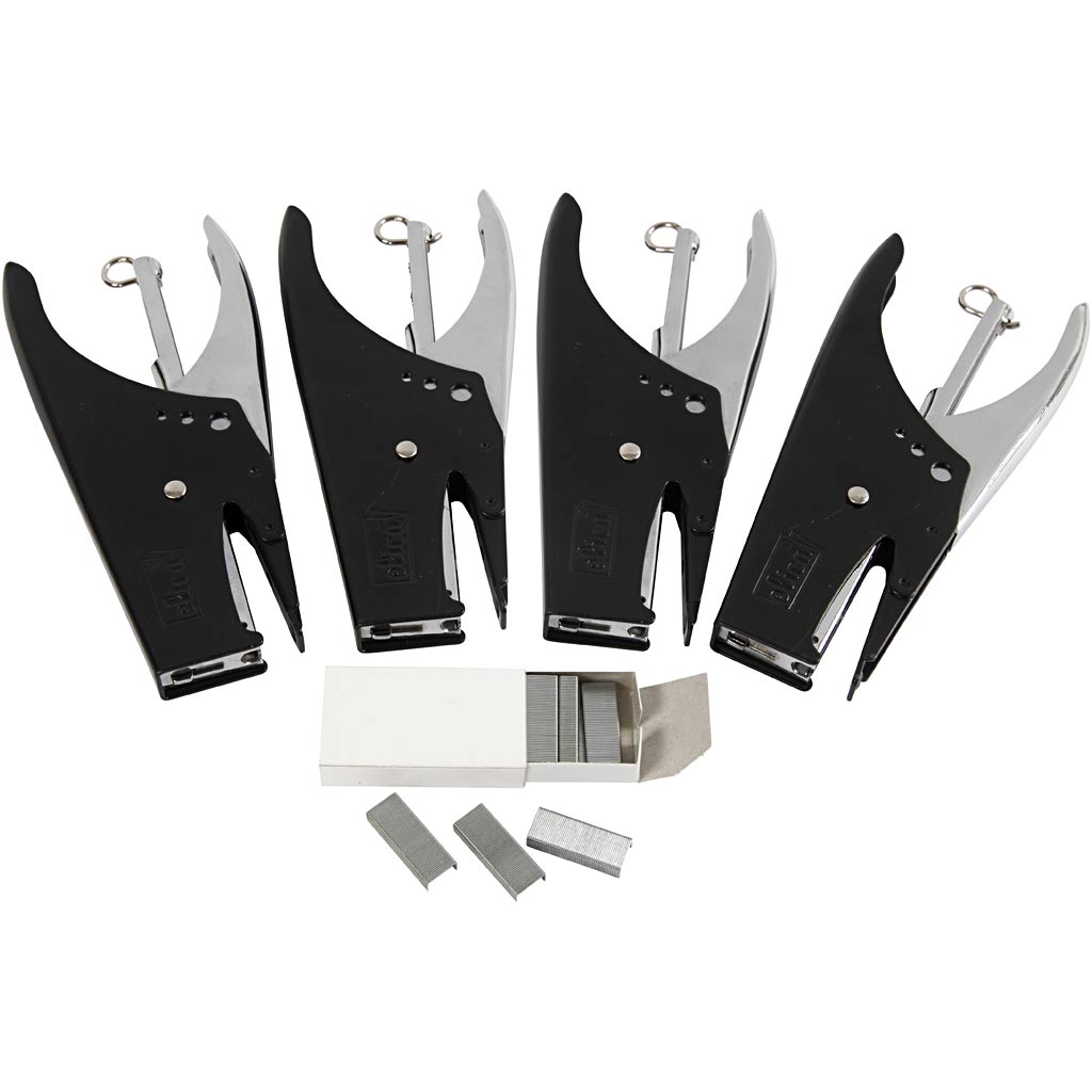 Stapler and staples, no. 6/4, W: 6 mm