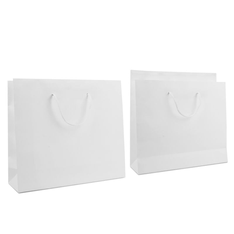 Luxury Carrier Bags with a flap 40+12x35cm White