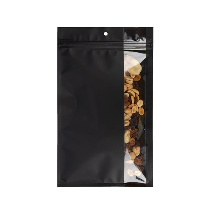 Grip Seal Bags Matte Black W/Vertical Window 15,2x23,5 cm