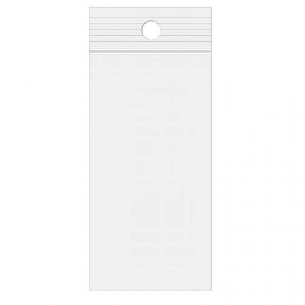 Grip Seal Bags with Hang hole 6.5x30.5cm Crystal Clear PP 50 micron