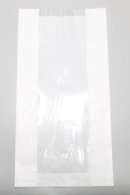 Paper Bags with Window 20x9x38cm White Kraft 40 g/qm