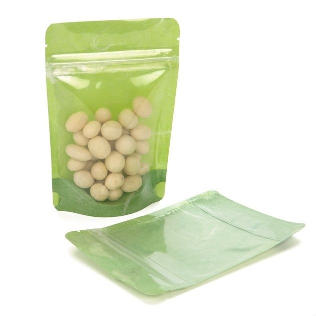 Stand Up Pouches Rice Paper Transparent/Green 10.2x6x15.2cm | 57 grams