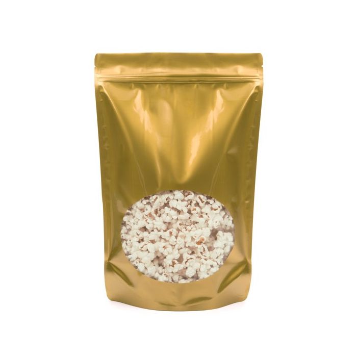 Stand Up Pouches Gold with oval Window 23x12x34.5cm | 907 grams