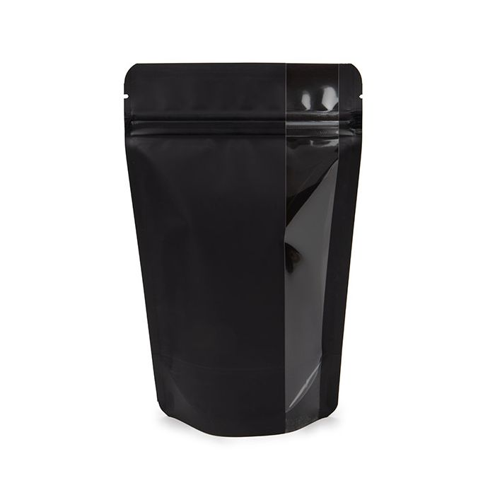 Stand Up Pouches Matte Black With Vertical Window 13x7,9x20,6 cm