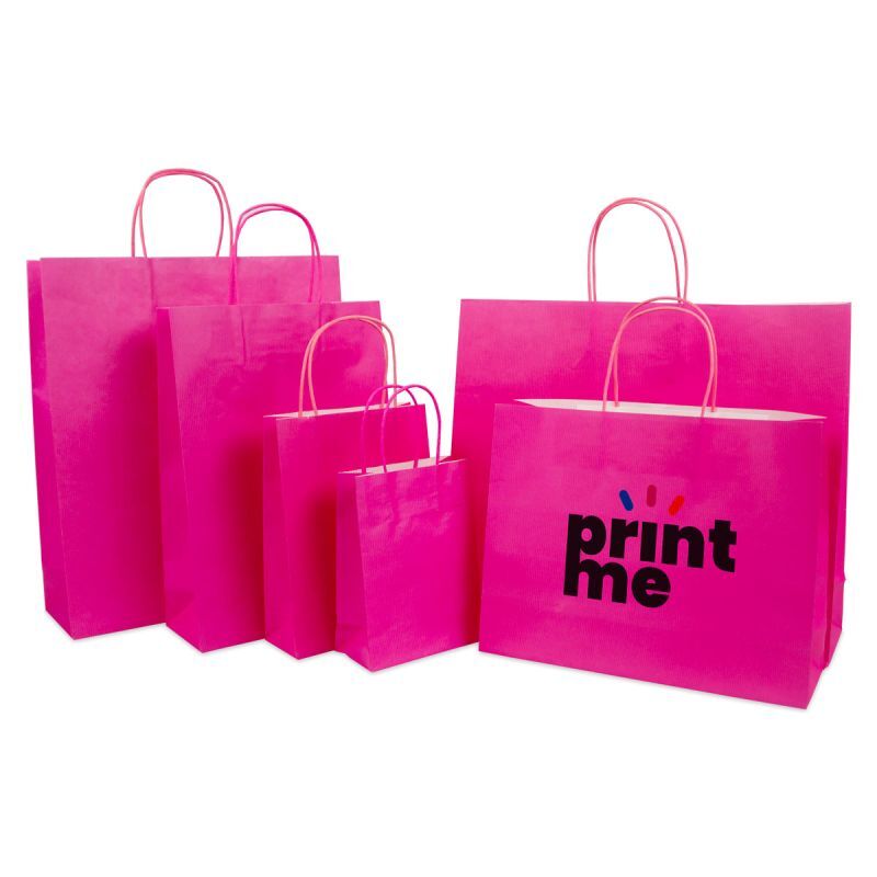 Paper Carrier Bags Pink 14+7x19cm Twisted Handles + Cardboard Base (250 pcs) [FP-003019]
