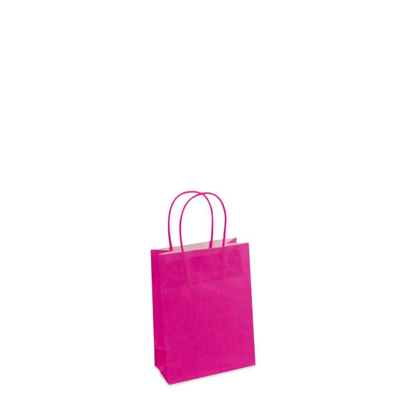 Paper Carrier Bags Pink 14+7x19cm Twisted Handles + Cardboard Base (250 pcs) [FP-003019]