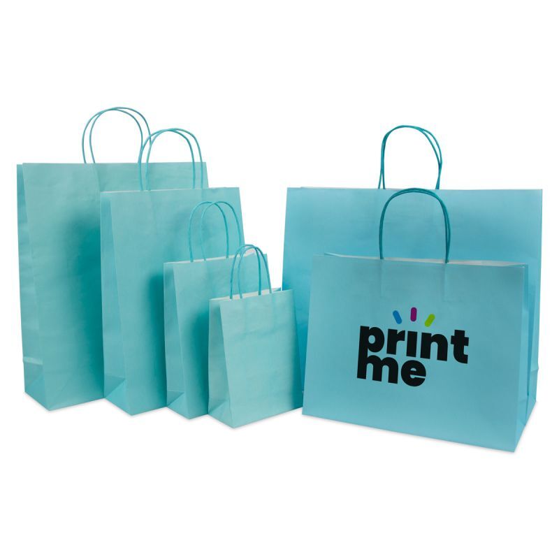 Paper Carrier Bags Blue 14+7x19cm Twisted Handles + Cardboard Base (250 pcs) [FP-005019]