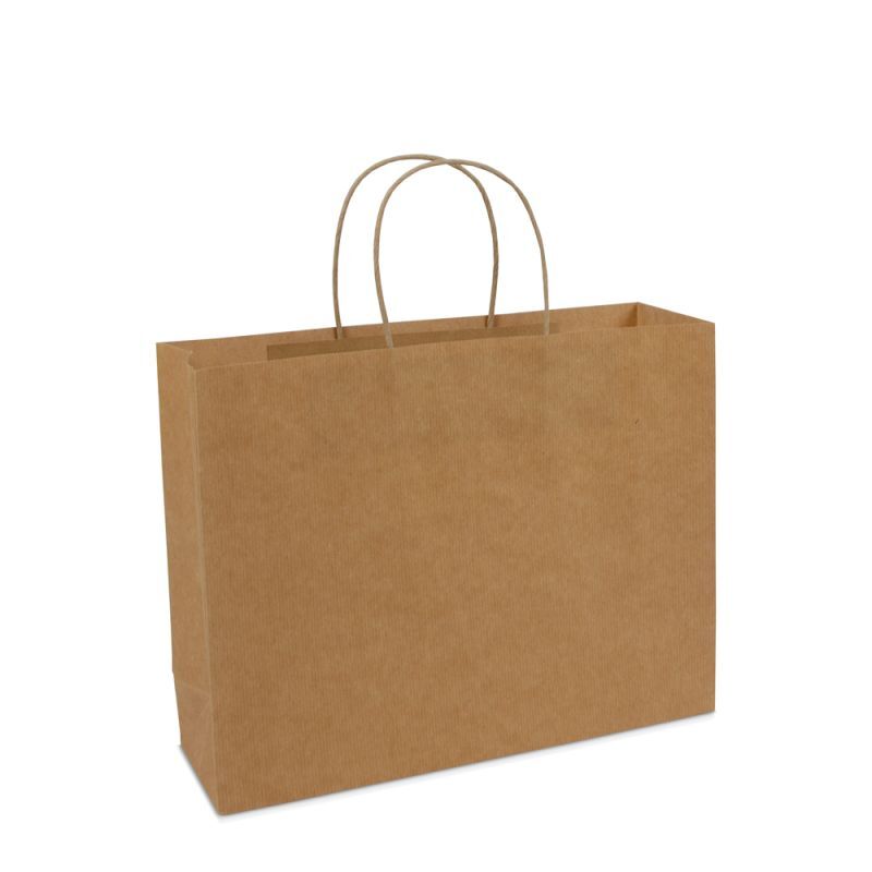 Paper Carrier Bags Brown 32+10x25cm Twisted Handles + Cardboard Base (100 pcs) [FP-008032]