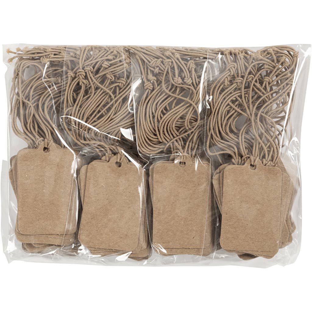 Gift Tags, size 25x40 mm, light brown, 100pcs [HOB01273]