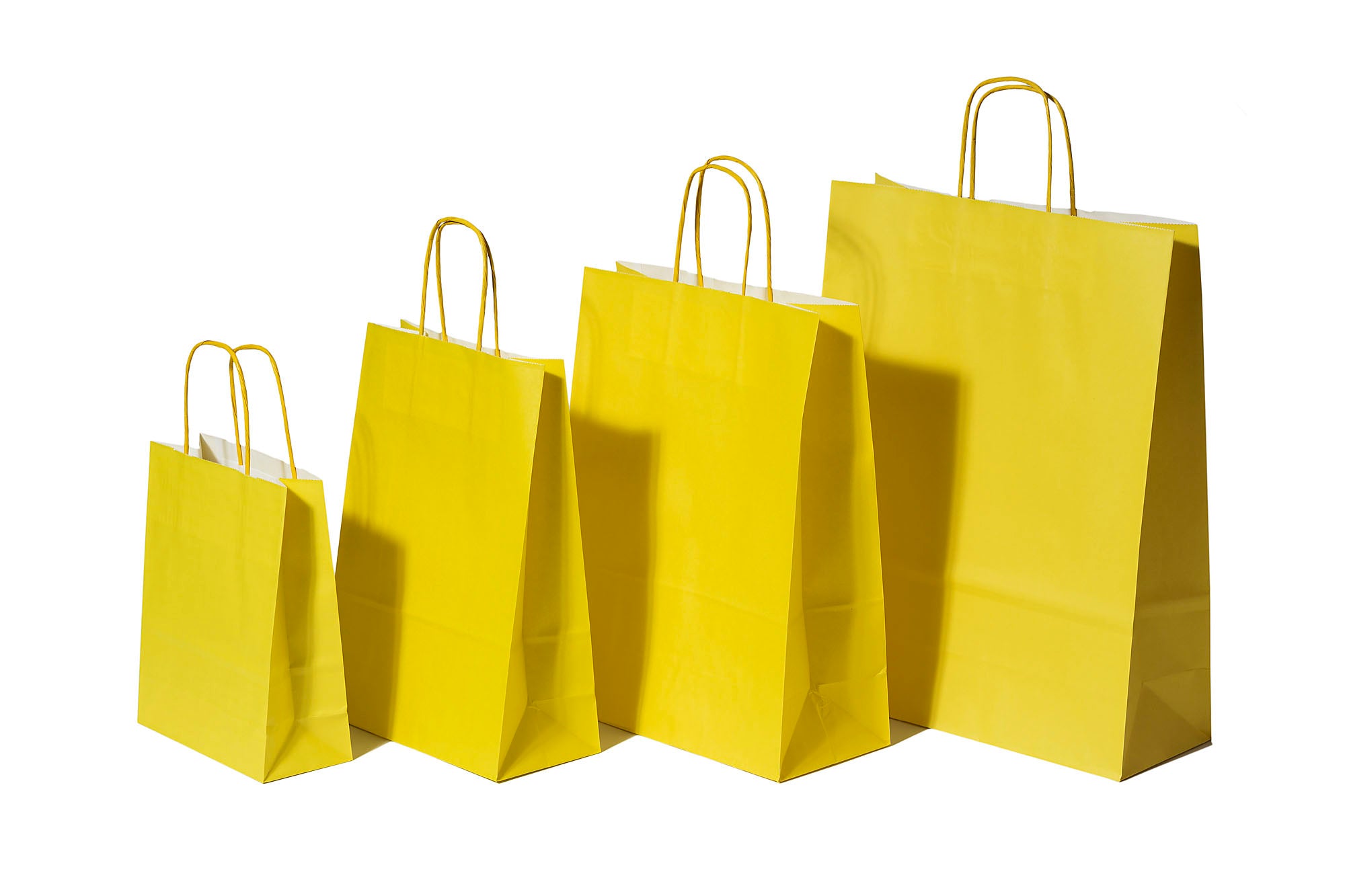 Paper Carrier Bags Yellow 32+12x41cm Kraft 100 grams